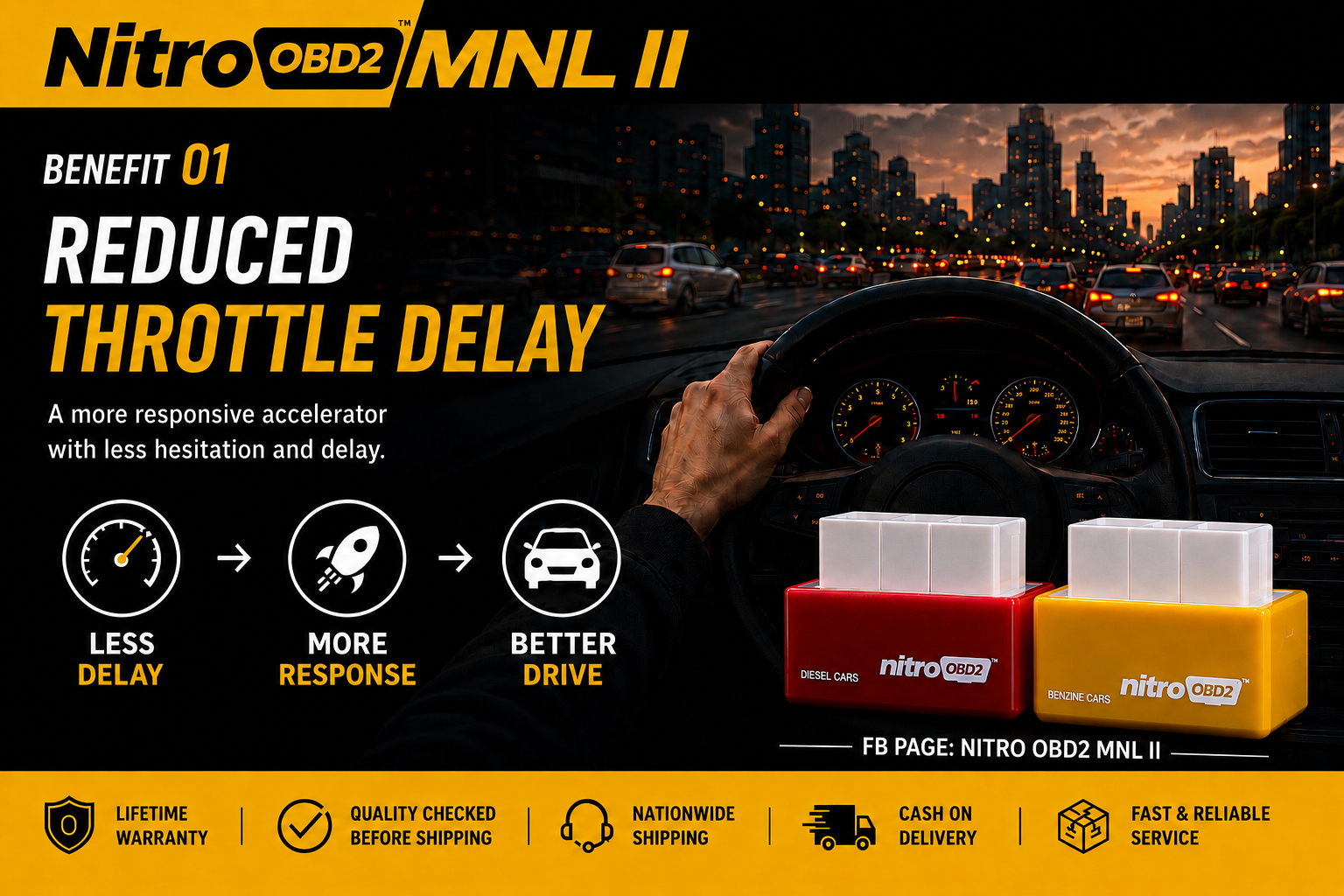 Benefit 01 — Reduced throttle delay in stop-and-go traffic